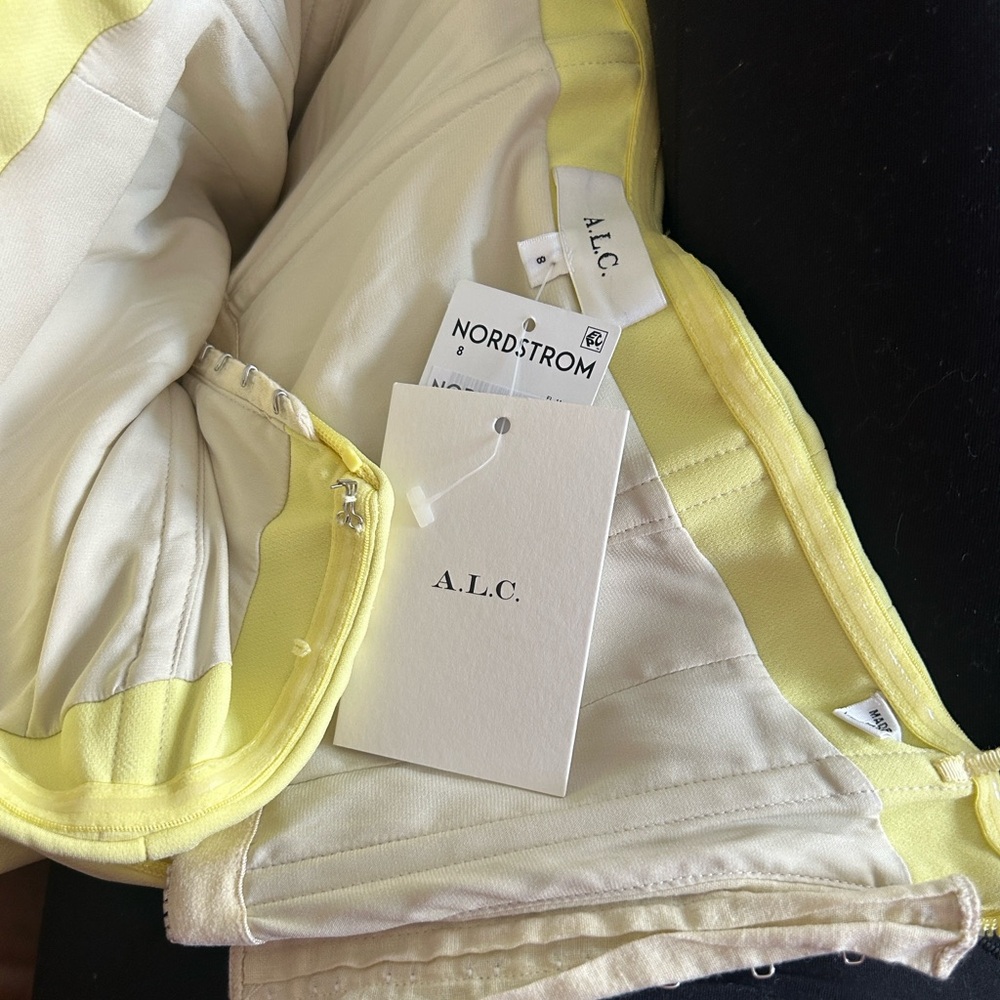 NWT ALC CIRTINE ELISE STRAPLESS MINI DRESS LEMON LIME NEW SIZE 8 🍋🍋‍🟩 - Picture 6 of 6
